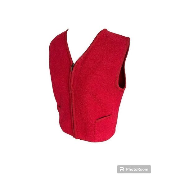 Vintage Mix It Pure Wool Red Zip Front Vest W/pockets Size M - Picture 3 of 11